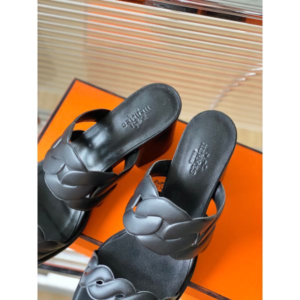 HERM Gaby Sandals 60mm in Black Nappa Leather