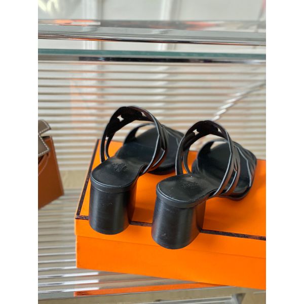 HERM Gaby Sandals 60mm in Black Nappa Leather