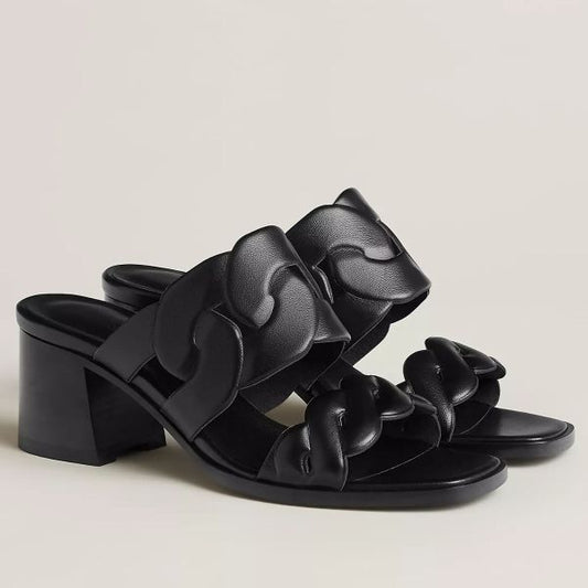 HERM Gaby Sandals 60mm in Black Nappa Leather