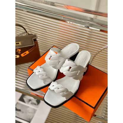 HERM Gaby Sandals 60mm in White Nappa Leather