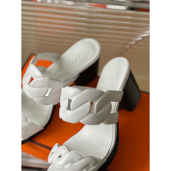 HERM Gaby Sandals 60mm in White Nappa Leather