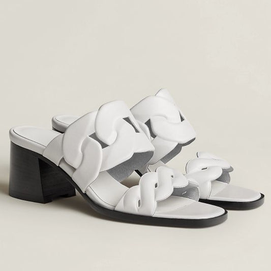 HERM Gaby Sandals 60mm in White Nappa Leather