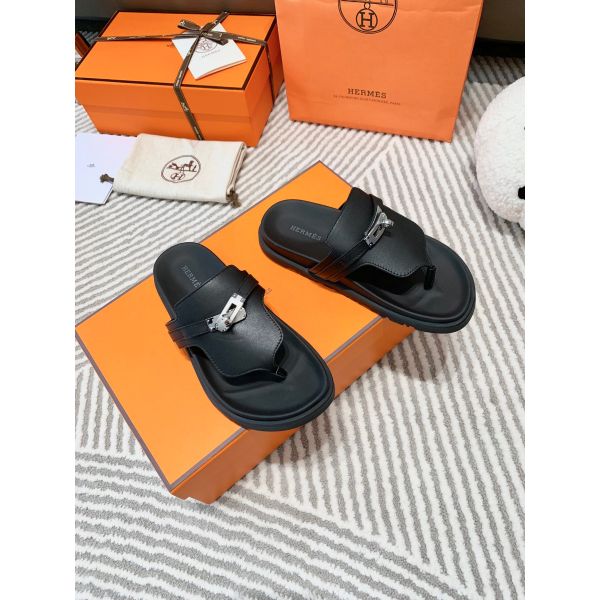 HERM Empire Sandals in Black Calfskin