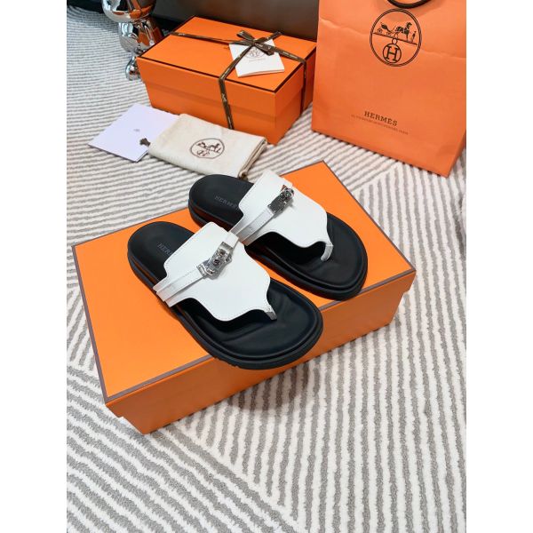 HERM Empire Sandals in White Calfskin