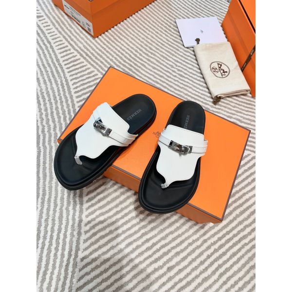 HERM Empire Sandals in White Calfskin