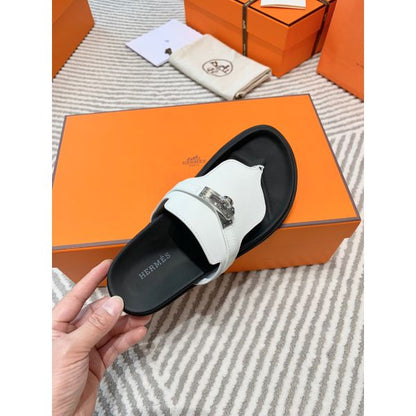 HERM Empire Sandals in White Calfskin