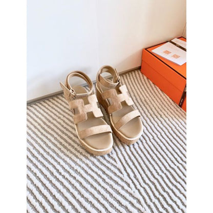 HERM Havane 30 Sandals in Beige Suede Leather