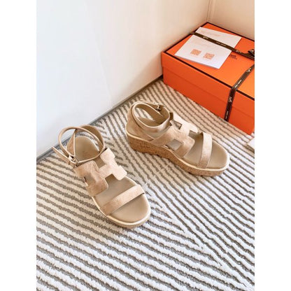 HERM Havane 30 Sandals in Beige Suede Leather