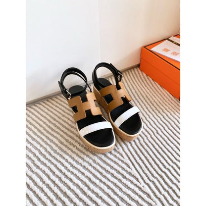 HERM Havane 30 Sandals in Bi-color Calfskin Leather