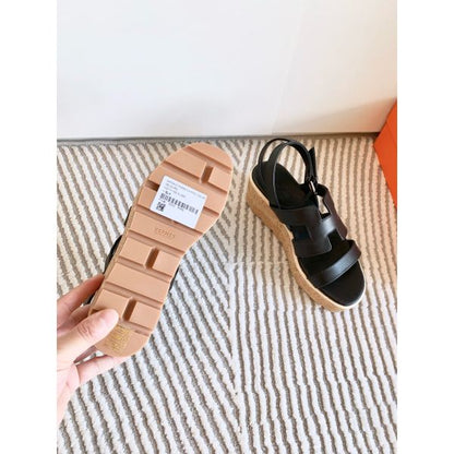 HERM Havane 30 Sandals in Black Calfskin Leather