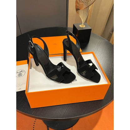 HERM Heden 80 Sandals in Black Suede Leather