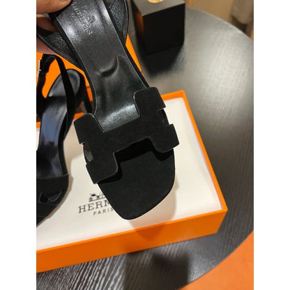 HERM Heden 80 Sandals in Black Suede Leather