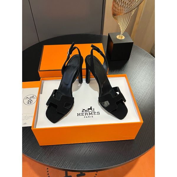 HERM Heden 80 Sandals in Black Suede Leather