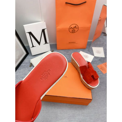 HERM Eze 30 Cork Platform Sandals in Piment Suede Leather