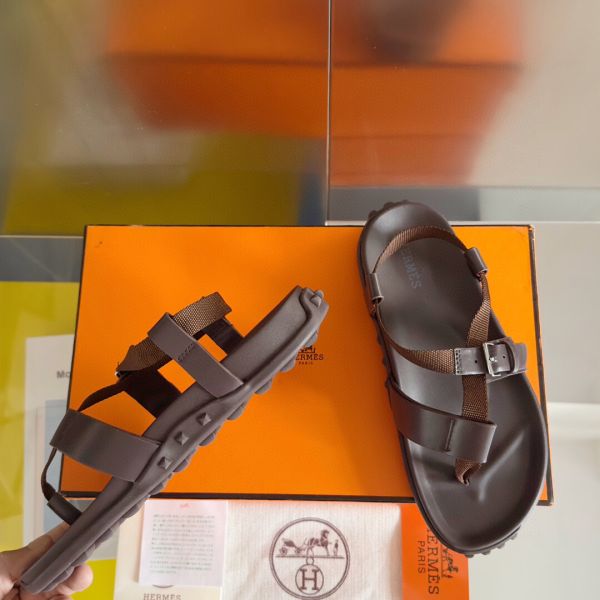 HERM Inboard Sandals in Burgundy Leather and Ribbon