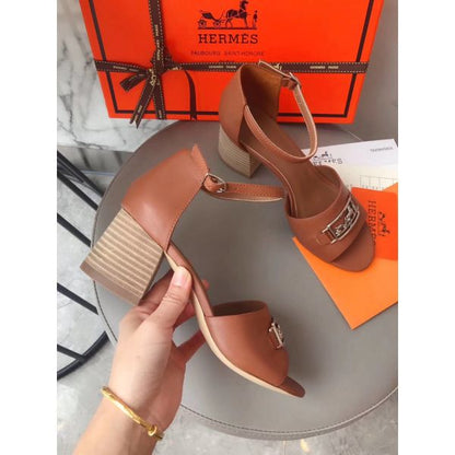 HERM Viaggio 60MM Sandals In Brown Leather