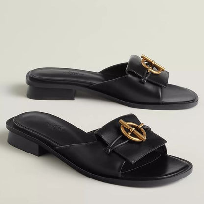 HERM Women's Isle Sandals in Black Leather