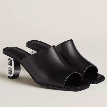 HERM Women's Iconique 60 Sandals in Black Leather