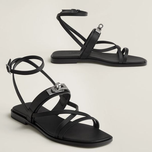 HERM June Sandals in Black Leather