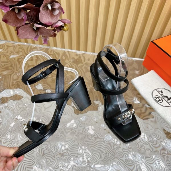 HERM Ivresse 65 Sandals in Black Leather