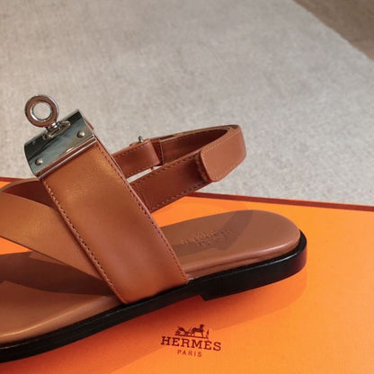 HERM Women's Ines Sandals in Brown Leather
