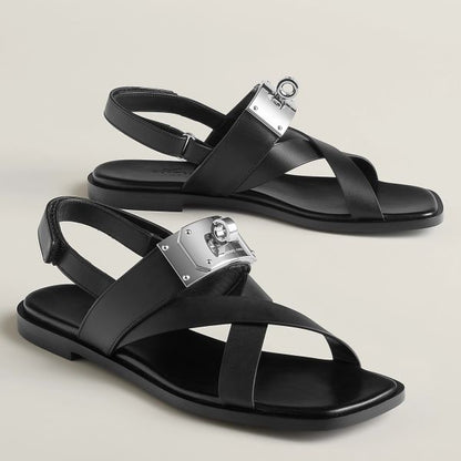 HERM Women's Ines Sandals in Black Leather