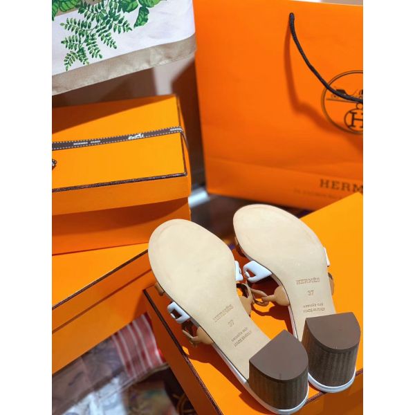 HERM Tandem Sandals In Brown/White Lambskin