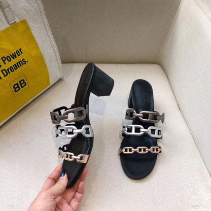 HERM Tandem Sandals In Gold/Silver Lambskin