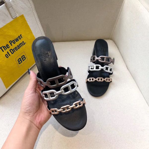 HERM Tandem Sandals In Gold/Silver Lambskin