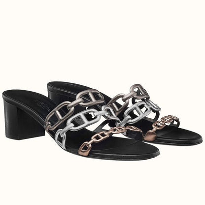 HERM Tandem Sandals In Gold/Silver Lambskin
