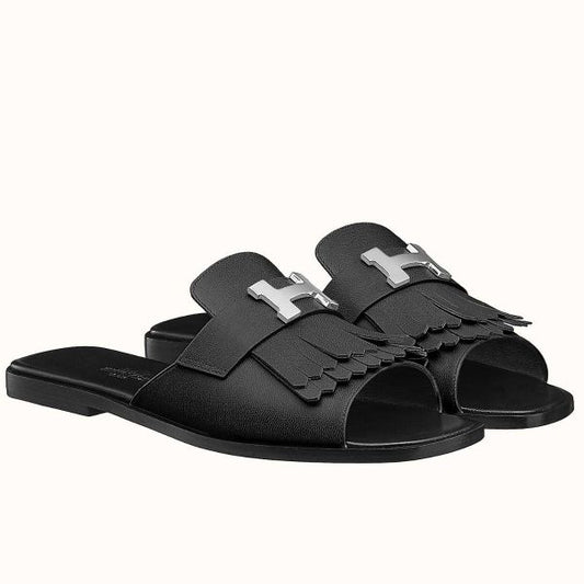 HERM Auteuil Sandals In Black Calfskin