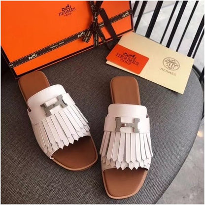 HERM Auteuil Sandals In White Calfskin