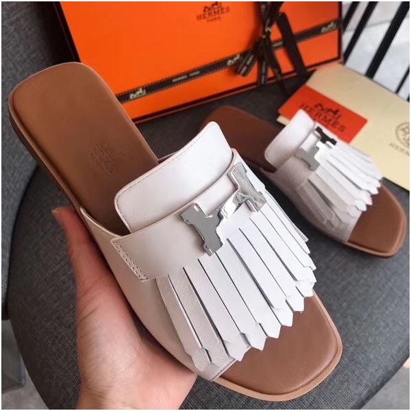 HERM Auteuil Sandals In White Calfskin