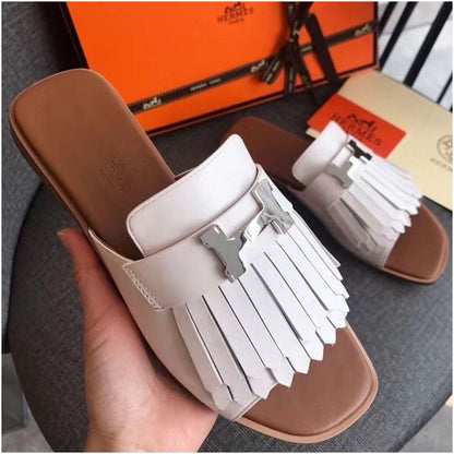 HERM Auteuil Sandals In White Calfskin