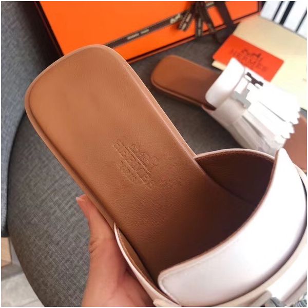 HERM Auteuil Sandals In White Calfskin