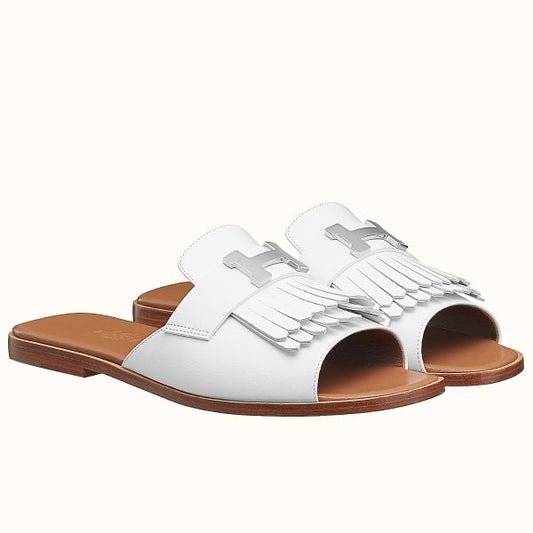 HERM Auteuil Sandals In White Calfskin