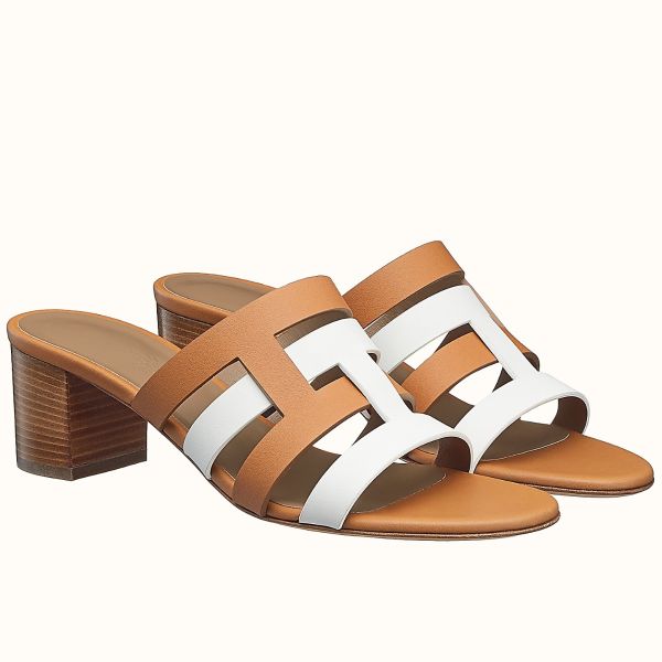 HERM Amica 5mm Sandals In Brown/White Calfskin
