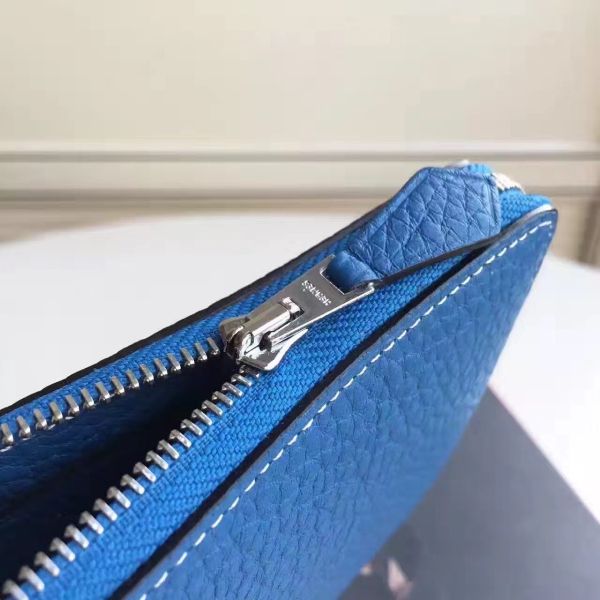 HERM Blue Clemence Azap Zipped Wallet