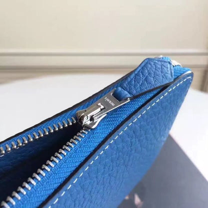 HERM Blue Clemence Azap Zipped Wallet
