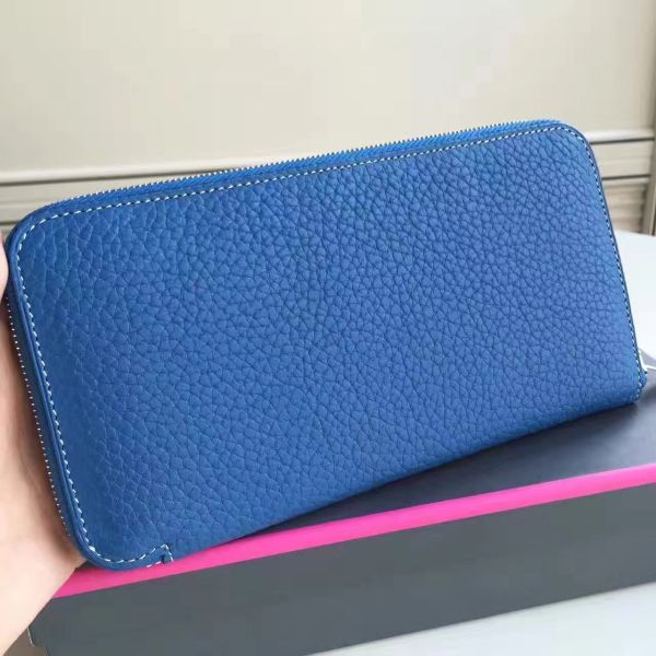 HERM Blue Clemence Azap Zipped Wallet