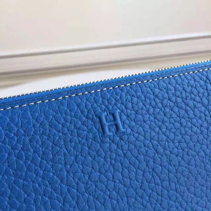 HERM Blue Clemence Azap Zipped Wallet