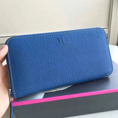 HERM Blue Clemence Azap Zipped Wallet