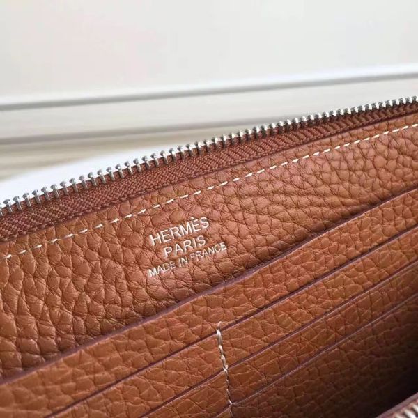 HERM Brown Clemence Azap Zipped Wallet