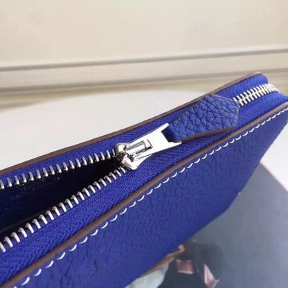 HERM Blue Electric Clemence Azap Zipped Wallet