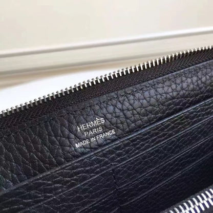 HERM Black Clemence Azap Zipped Wallet