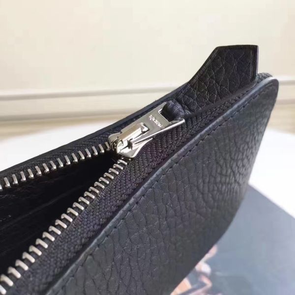 HERM Black Clemence Azap Zipped Wallet