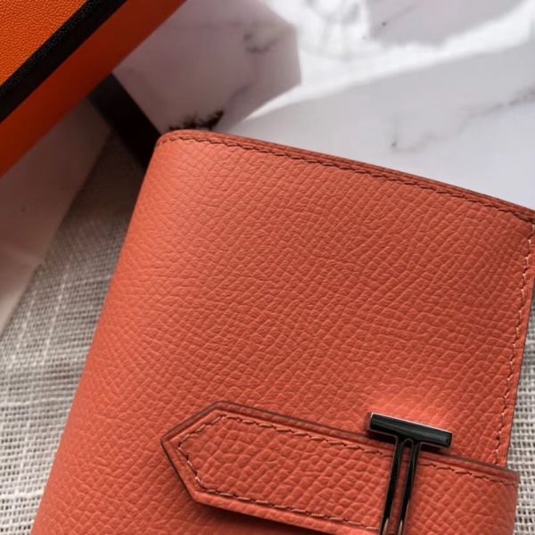 HERM Bearn Mini Wallet In Crevette Epsom Leather