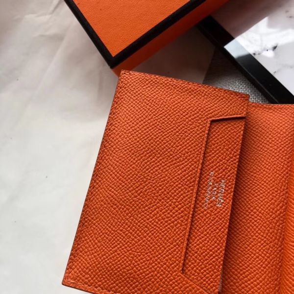 HERM Bearn Mini Wallet In Orange Epsom Leather