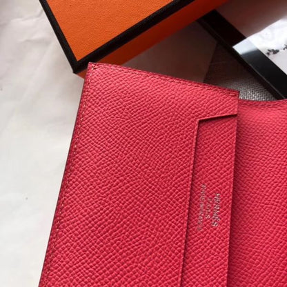 HERM Bearn Mini Wallet In Rose Lipstick Epsom Leather