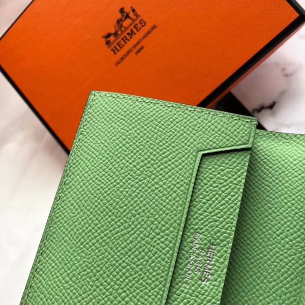 HERM Bearn Mini Wallet In Vert Criquet Epsom Leather